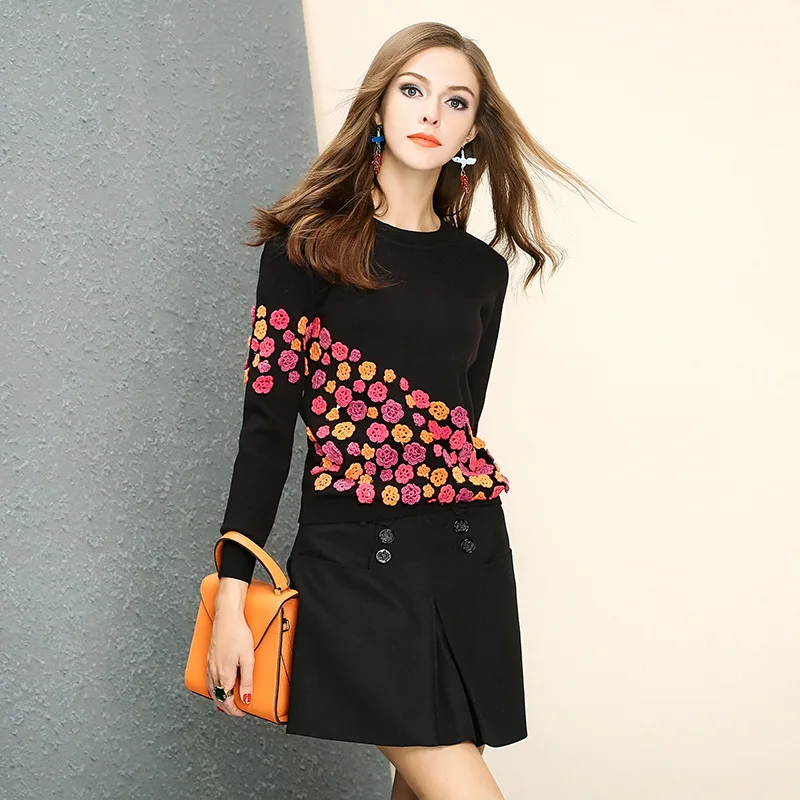 Europe And America 2017 Autumn And Winter New Base Sweater Women Plus Size Flowers Three-dimensional Decorate Loose Pullover
Europe And America 2017 Autumn And Winter New Base Sweater Women Plus Size Flowers Three-dimensional Decorate Loose Pullover