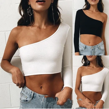 Sexy Women Summer Slim Crop Top Single Shoulder Solid Color Plain Long Sleeve Blouse Casual Tank Tops Ladies Shirt
Sexy Women Summer Slim Crop Top Single Shoulder Solid Color Plain Long Sleeve Blouse Casual Tank Tops Ladies Shirt