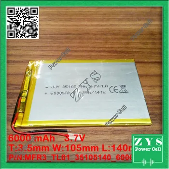 1 pcs. li-ion battery 3.7v 6000mAh rechargeable battery 3.7 v 6000 mah Size: 3.5x105x140mm
1 pcs. li-ion battery 3.7v 6000mAh rechargeable battery 3.7 v 6000 mah Size: 3.5x105x140mm