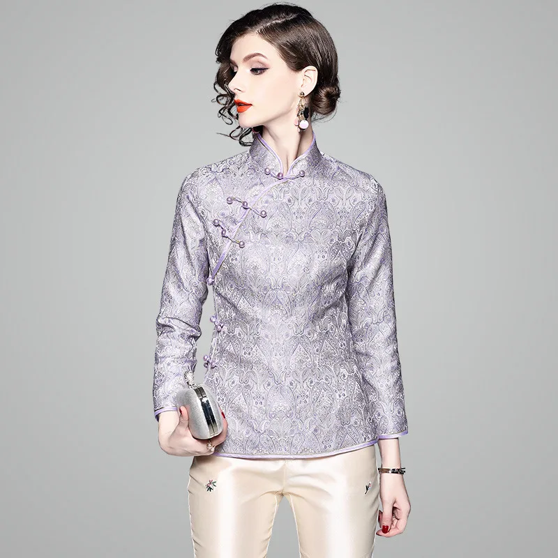 Cotton Jacket Chinese Style Women Spring and Autumn 2018 Llong-sleeved Jacquard Jackets Slim Purple Tops 81096
Cotton Jacket Chinese Style Women Spring and Autumn 2018 Llong-sleeved Jacquard Jackets Slim Purple Tops 81096