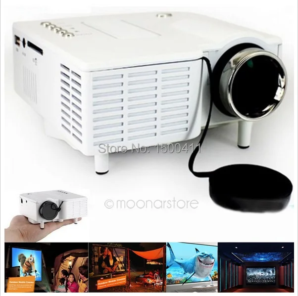 WHITE UC28 with HDMI Mini Micro AV LED Digital Video Game Projectors Multimedia Player Inputs VGA USB SD Free shipping | Электроника