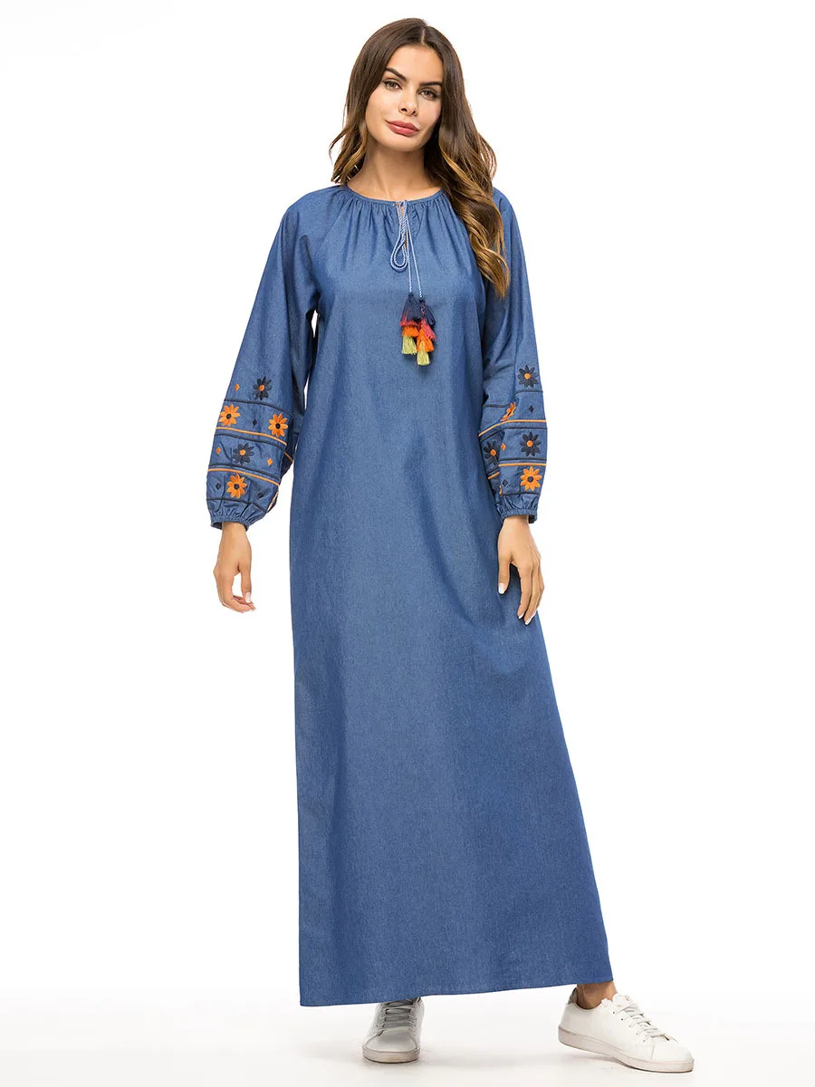 Длинное мусульманское платье одежда из Дубая для женщин вышивка свободные
