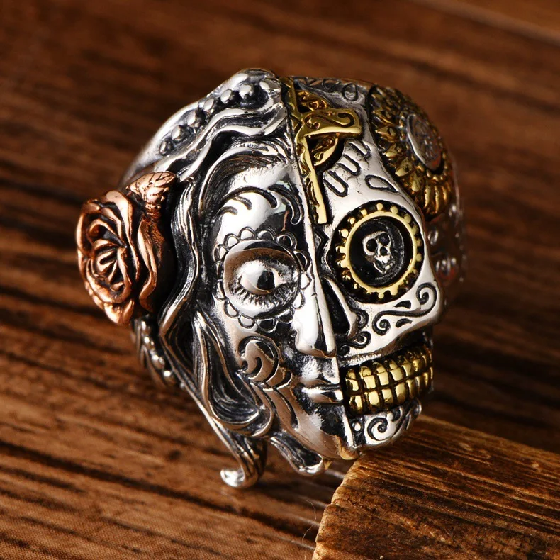 S925 sterling silver double-sided face skull personality ring atmosphere fashion man's ring
S925 sterling silver double-sided face skull personality ring atmosphere fashion man's ring