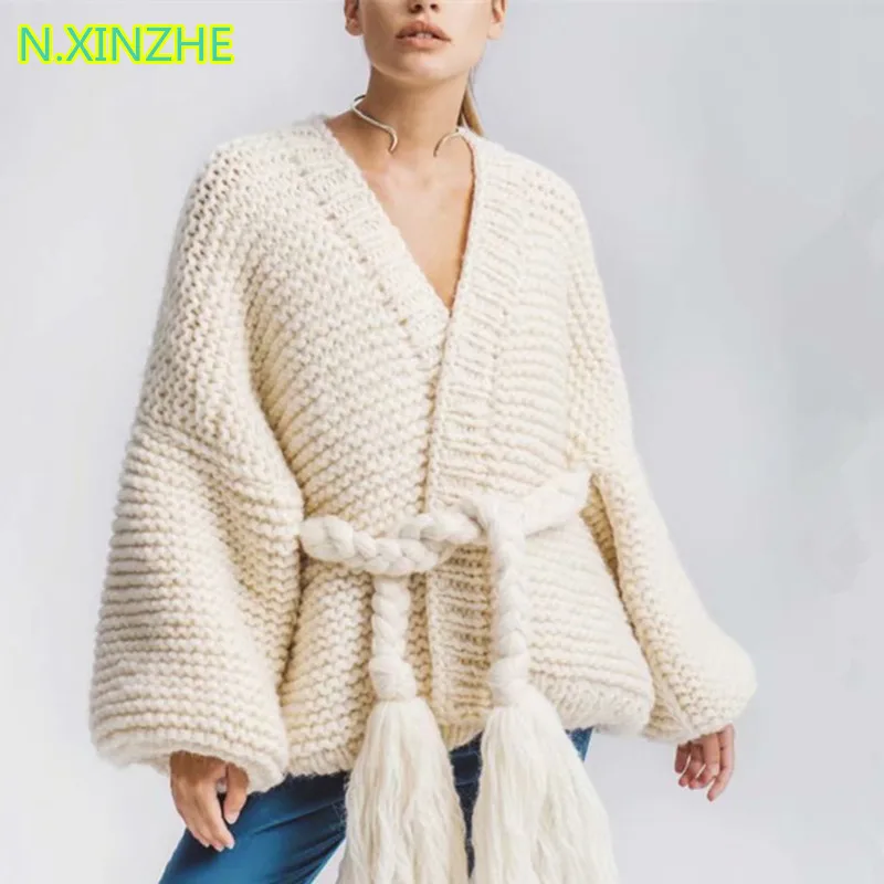 2018 women clothing long sleeve solid belt relaxed hand knitted sweater jacket Female fashion casual loose thick cardigans coat
2018 women clothing long sleeve solid belt relaxed hand knitted sweater jacket Female fashion casual loose thick cardigans coat