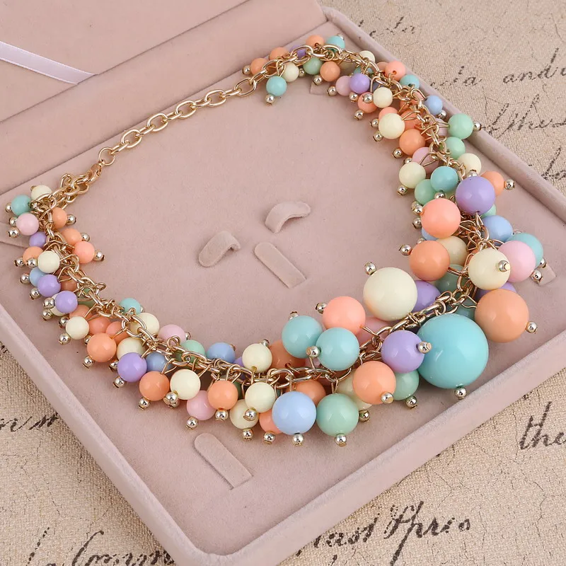 Brand Design New Choker Necklace Handmade Colorful Beads Adorn Article Joker Candy Grape Necklaces Gold Color Necklace
Brand Design New Choker Necklace Handmade Colorful Beads Adorn Article Joker Candy Grape Necklaces Gold Color Necklace