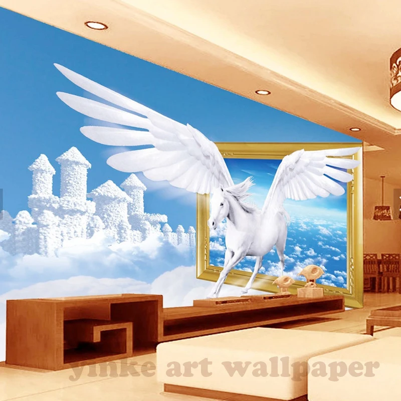 Фото Custom 3D Photo Wallpaper dreamlike cloud pegasus Wall Painting Living Room Bedroom Entrance Background Mural | Обустройство дома