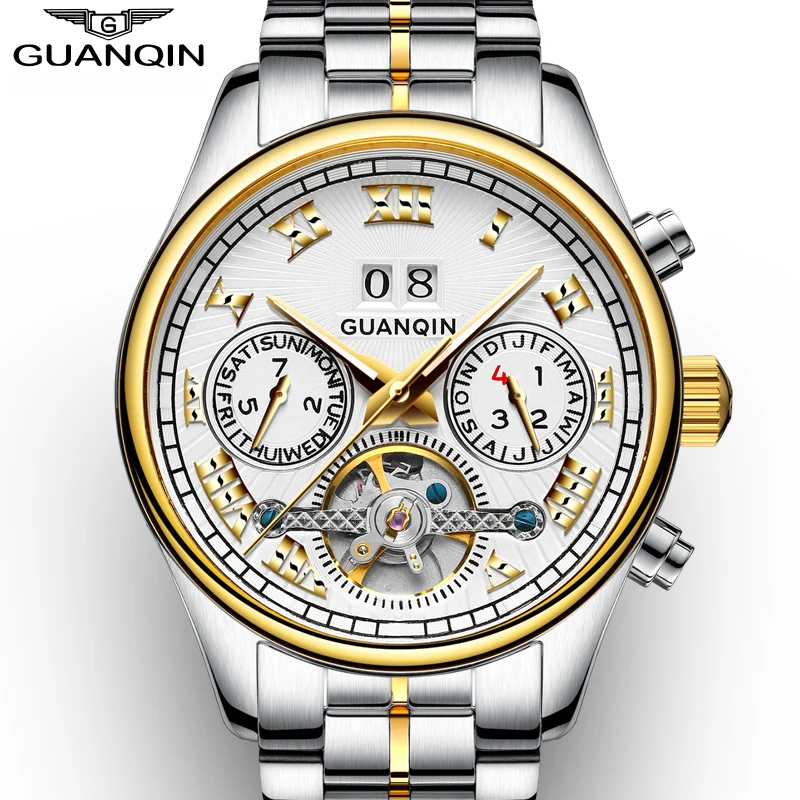 GUANQIN 2016 New Mechanical watches Men Business Tourbillon Watches Male Steel Waterproof Watch with Complete Calendar and Week
GUANQIN 2016 New Mechanical watches Men Business Tourbillon Watches Male Steel Waterproof Watch with Complete Calendar and Week
