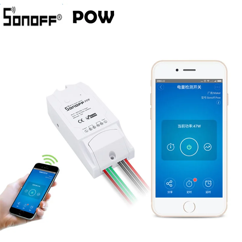 Sonoff Pow Smart Wifi Switch Controller With Real Time Power Consumption Measurement 16A/3500w Smart Home Device Via Android IOS
Sonoff Pow Smart Wifi Switch Controller With Real Time Power Consumption Measurement 16A/3500w Smart Home Device Via Android IOS