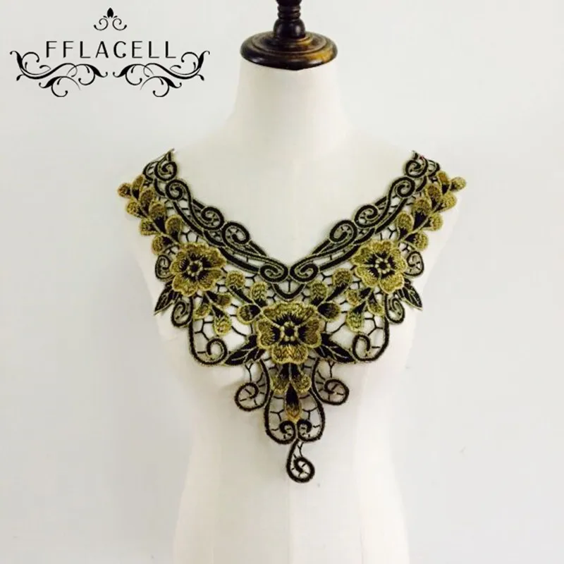 Black Gold Embroidered Polyester Applique Patches Flower Lace Trim Neckline Collar Venise Fabric Sewing DIY Craft
Black Gold Embroidered Polyester Applique Patches Flower Lace Trim Neckline Collar Venise Fabric Sewing DIY Craft