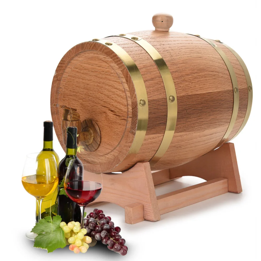 Vintage Wood Oak Barrel 1.5//3L Keg Beer Brewing Wooden Wine Barrel Dispenser