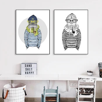 Nordic Wall Pictures Walrus Sailor Art Print Poster Home Decor ,Cartoon Animal Walrus Portraits Canvas Painting Wall Decoration
Nordic Wall Pictures Walrus Sailor Art Print Poster Home Decor ,Cartoon Animal Walrus Portraits Canvas Painting Wall Decoration