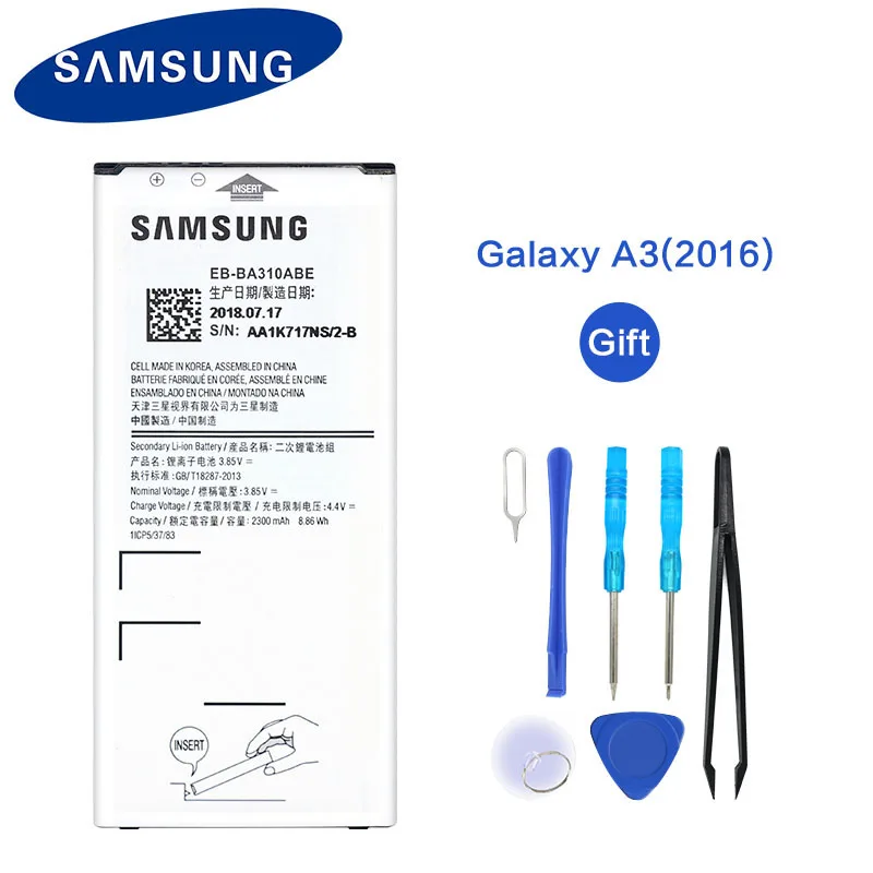 Original Samsung Galaxy A3 2016 Edition Battery Replacement A310 A310F A310M A310Y 2300mAh EB-BA310ABE Phone Batteries with NFC
Original Samsung Galaxy A3 2016 Edition Battery Replacement A310 A310F A310M A310Y 2300mAh EB-BA310ABE Phone Batteries with NFC