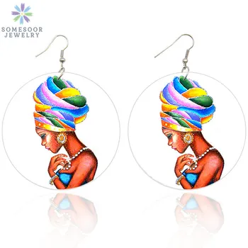 SOMESOOR Black Headwrap Woman Afro Art Wooden Drop Earrings Afrocentric Ethnic Wood Dangle Jewelry Both Sides Printing Gifts 
SOMESOOR Black Headwrap Woman Afro Art Wooden Drop Earrings Afrocentric Ethnic Wood Dangle Jewelry Both Sides Printing Gifts