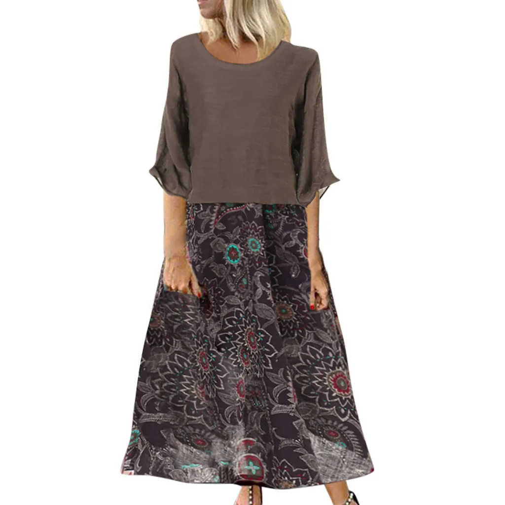 Women Bohemian Long Dresses Summer Fashion Vintage Floral Print Loose Sundress 3/4 Sleeve O Neck Chiffon Maxi Vestido Plus Size
Women Bohemian Long Dresses Summer Fashion Vintage Floral Print Loose Sundress 3/4 Sleeve O Neck Chiffon Maxi Vestido Plus Size