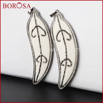 BOROSA Large Size Black Color Natural White Bone Carved Leaf Pendant Bead Paved Zircons Drusy Jewelry for Women WX077
BOROSA Large Size Black Color Natural White Bone Carved Leaf Pendant Bead Paved Zircons Drusy Jewelry for Women WX077