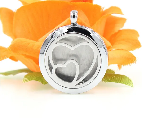 Silver Hollow Double Heart Perfume Aromatherapy Essential Oil Diffuser 30mm Locket Pendant DIY Accessories Necklace Key chains | Украшения