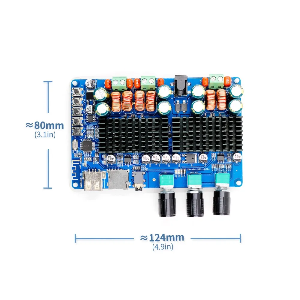 DC 12 В 24 TPA3116 50 Вт + 100 Bluetooth USB TF декодирование 2 1 каналов цифровой усилитель мощности