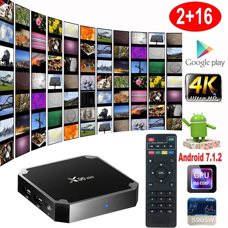 

X96 mini tv box android 7.1 2GB 16GB Amlogic S905W tvbox Quad Core WiFi Media Player 1GB 8GB X96mini smart Set-top tv Box