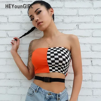 HEYounGIRL Patchwork Checkerboard Strapless Top Casual Checkered Crop Tops Women Streetwear Bandeau Boob Tube Top Wrap Checst
HEYounGIRL Patchwork Checkerboard Strapless Top Casual Checkered Crop Tops Women Streetwear Bandeau Boob Tube Top Wrap Checst