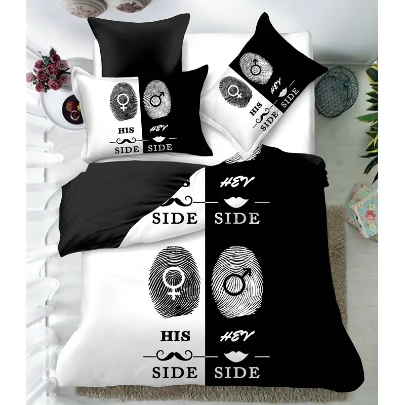 Lovers bed linen 3D printed Nordic white and black style EUqueen USqueen CNqueen 2.0m 2.8m size pillowcase duvet cover sets
Lovers bed linen 3D printed Nordic white and black style EUqueen USqueen CNqueen 2.0m 2.8m size pillowcase duvet cover sets