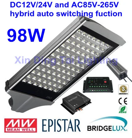 DC 24V and AC85V-265V hybrid auto switching function 98W Solar LED Street Light with solar controller dimming led solar light
DC 24V and AC85V-265V hybrid auto switching function 98W Solar LED Street Light with solar controller dimming led solar light