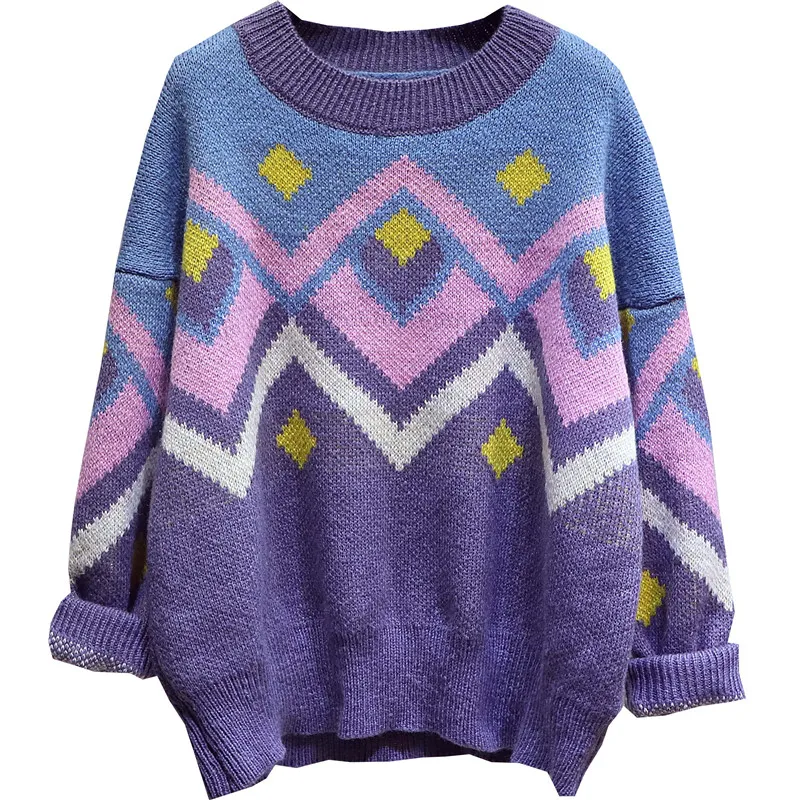 Women's Sweater 2019 Winter Geometric Print Sweaters Thick Knitted Turtleneck Purple Female Jumper Pullovers
Women's Sweater 2019 Winter Geometric Print Sweaters Thick Knitted Turtleneck Purple Female Jumper Pullovers