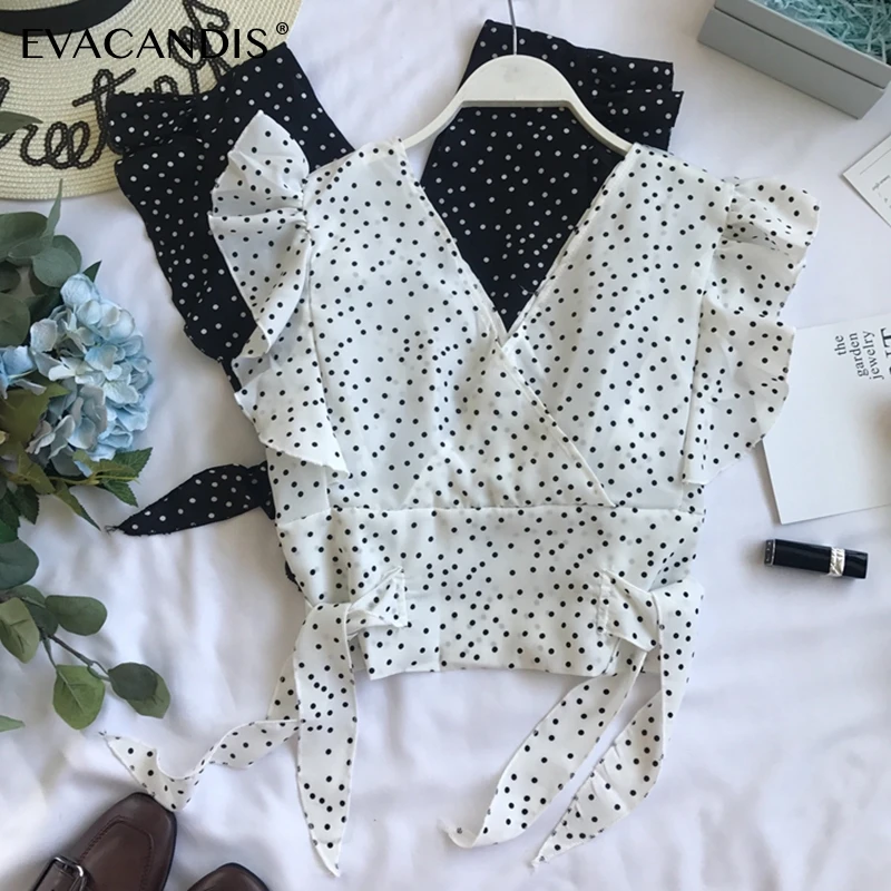 Ruffle Polka Dot Crop Top V Neck Yellow Sexy Backless Summer Chiffon Red Korean Beach Black White Short Women Shirt Blouse
Ruffle Polka Dot Crop Top V Neck Yellow Sexy Backless Summer Chiffon Red Korean Beach Black White Short Women Shirt Blouse