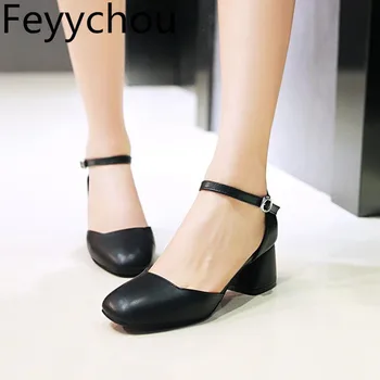Women Pumps Shoes Med Heel Pu Square Toe Buckle Thick Heel 2018 Summer New Sweet Fashion Casual Wedding Office Dress Brown Black
Women Pumps Shoes Med Heel Pu Square Toe Buckle Thick Heel 2018 Summer New Sweet Fashion Casual Wedding Office Dress Brown Black