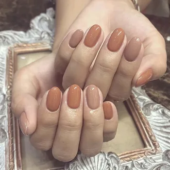 Wholesales 24pcs/set Nude Color Fake Nails With Glue For Women Short Size Orange Solid Color Full Cover Artificial Nail Tips
Wholesales 24pcs/set Nude Color Fake Nails With Glue For Women Short Size Orange Solid Color Full Cover Artificial Nail Tips