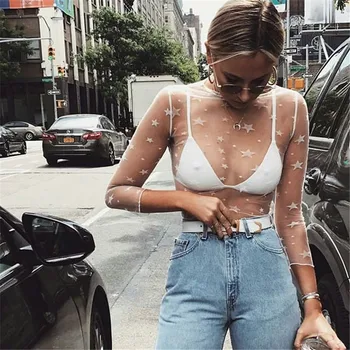 Women Turtleneck Stars Hollow Out Mesh Clubwear T-Shirt Crop Tops See Through Long Sleeve Tee Tops Transparent Slim T-shirt S-XL
Women Turtleneck Stars Hollow Out Mesh Clubwear T-Shirt Crop Tops See Through Long Sleeve Tee Tops Transparent Slim T-shirt S-XL