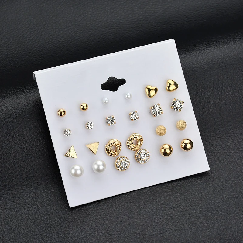 12 Pair Unique Design Vintage Punk Pack Brincos Mixed Stud Earrings Set For Women Crystal Ear Studs Simulated Pearl Jewelry
12 Pair Unique Design Vintage Punk Pack Brincos Mixed Stud Earrings Set For Women Crystal Ear Studs Simulated Pearl Jewelry