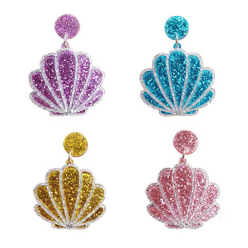 Funny Acyrlic Colorful Shell Glitter Powder Fashion Dangle Earrings Personalized Cool Shiny Seashell Drop Earring for Women Girl
Funny Acyrlic Colorful Shell Glitter Powder Fashion Dangle Earrings Personalized Cool Shiny Seashell Drop Earring for Women Girl