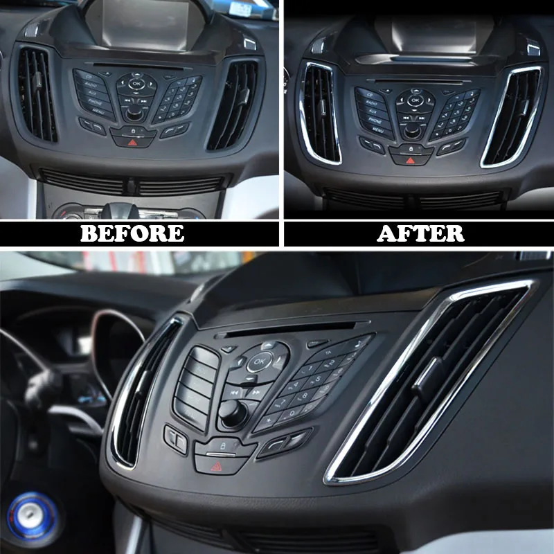 ABS Chrome Center Dashboard Air Outlet Vent Trim For Ford Kuga/Escape 2013-2017 ABS Chrome Center Dashboard Air Outlet Vent Trim For Ford Kuga/Escape 2013-2017