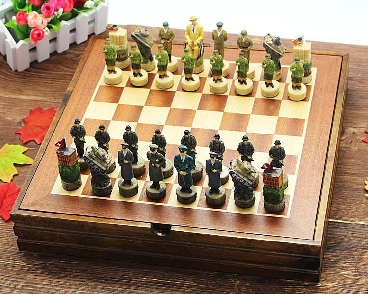 High Quality International Chess Set The World War II Series Chess Set Resin Characters Dolls Figues Chess Set Nice Gift
High Quality International Chess Set The World War II Series Chess Set Resin Characters Dolls Figues Chess Set Nice Gift