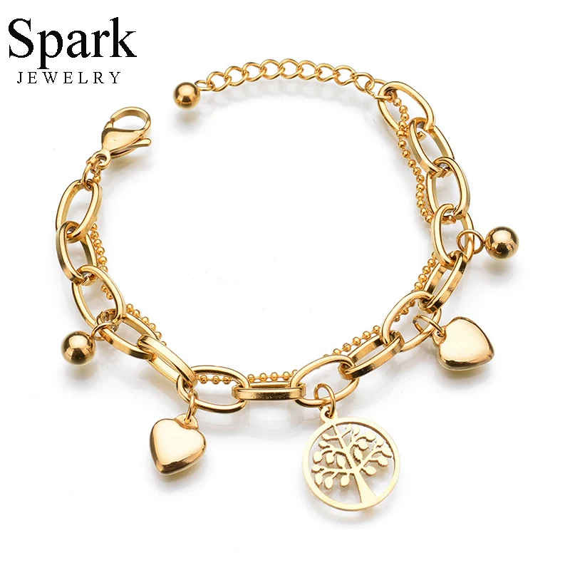 Spark Stainless Steel Tree of Life Pendant Bracelet Love Heart Double Layer Adjustable Charm Bracelets For Women Birthday Gifts
Spark Stainless Steel Tree of Life Pendant Bracelet Love Heart Double Layer Adjustable Charm Bracelets For Women Birthday Gifts