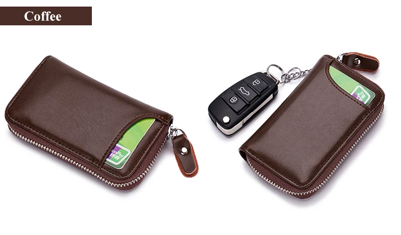 Lomelobo Unisex Split Leather Key Wallet Litchi Pattern Women Multi-Function Coin Purse Men Car Chain Bags Credit ID Card Holder HCL950 Details (17)