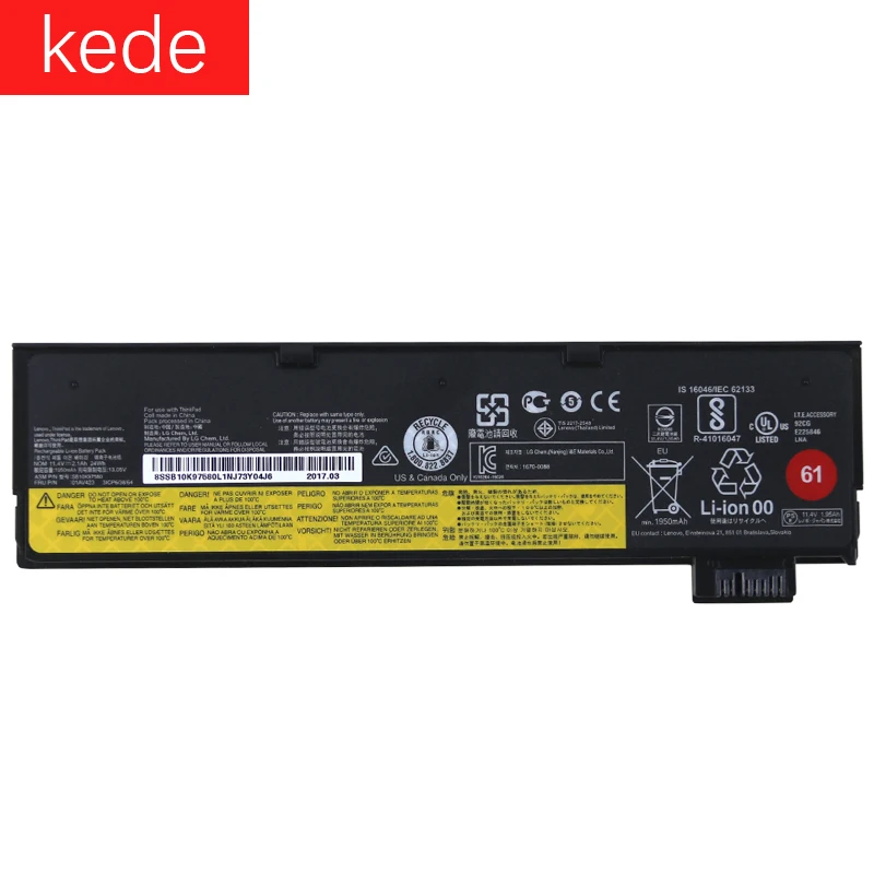 kede Laptop battery For Lenovo Thinkpad T470 T570 P51S 01AV427 01AV423 SB10K97580 11.4V 2.1Ah/24WH
kede Laptop battery For Lenovo Thinkpad T470 T570 P51S 01AV427 01AV423 SB10K97580 11.4V 2.1Ah/24WH