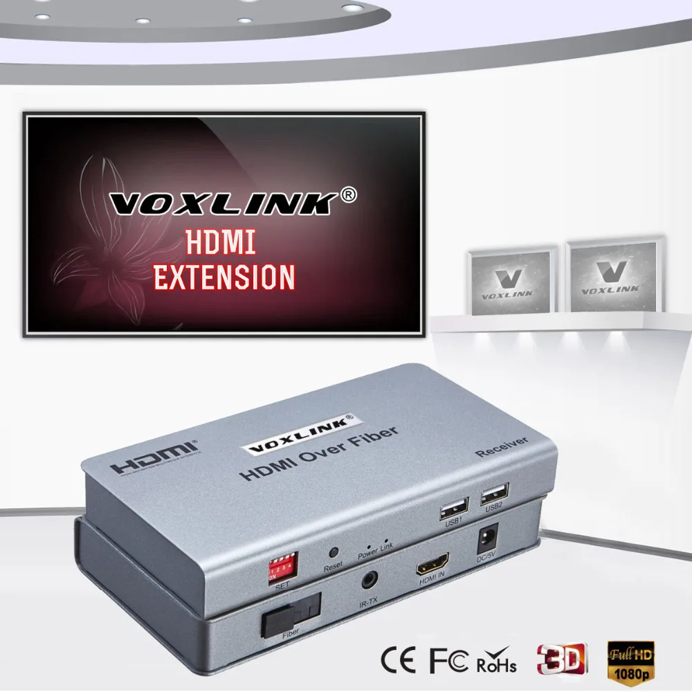 Voxlink HDMI удлинитель по оптическому Волокно с ик расширение до 20 км оптический