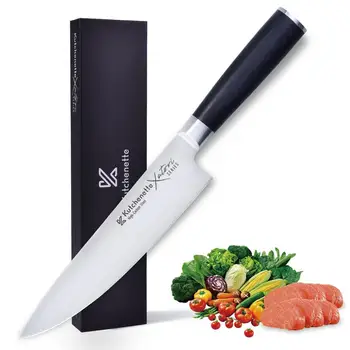 Chef Knife 8 Inch - Japanese AUS-8 High Carbon Stainless Steel Professional Kitchen Knife - Black Ergonomic Pakkawood Handle
Chef Knife 8 Inch - Japanese AUS-8 High Carbon Stainless Steel Professional Kitchen Knife - Black Ergonomic Pakkawood Handle