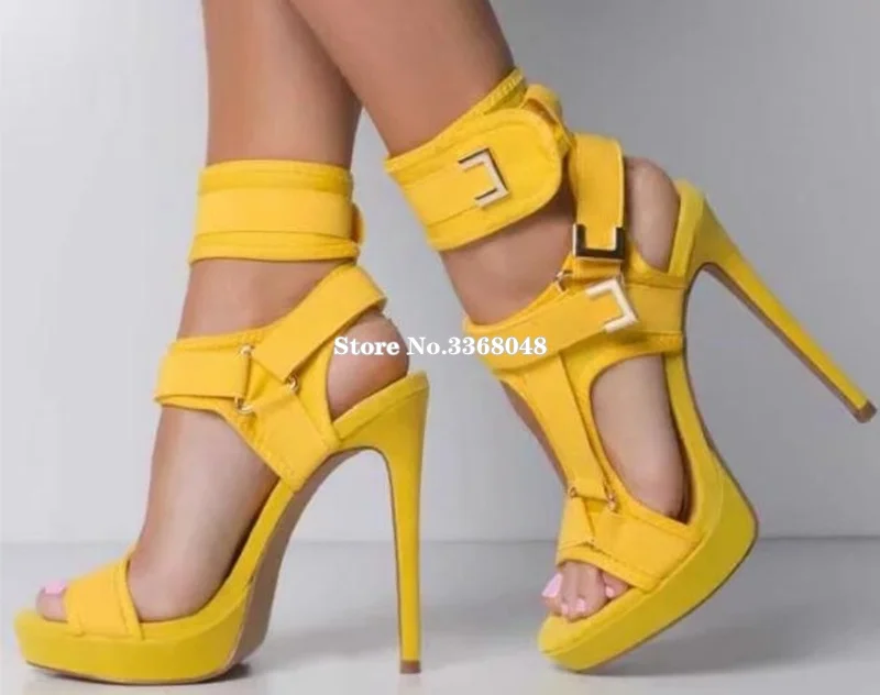 chunky yellow heels