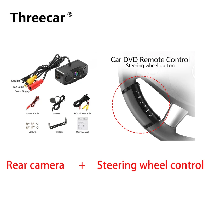 3 in 1 Video Parking Radar Detector Sensor Car Reverse Backup Rear View Camera steering wheel control
3 in 1 Video Parking Radar Detector Sensor Car Reverse Backup Rear View Camera steering wheel control