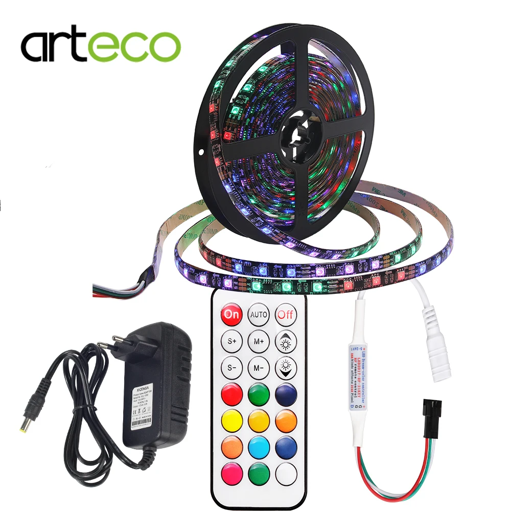 WS2811 Светодиодная лента DC12V Dream Color 5 м 30/60 светодиодов Пиксельная полоса света 21Key RF