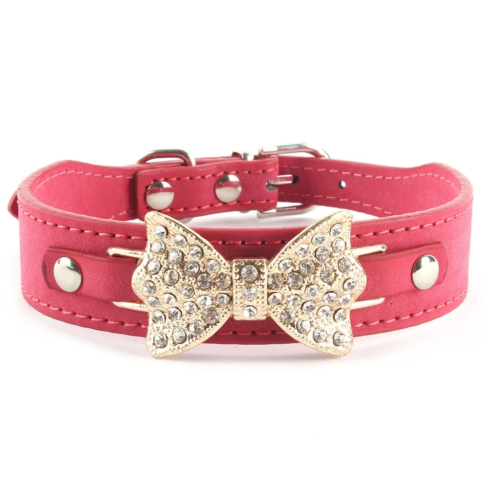 Vogue Small Pet Dog Puppy Solid PU Leather Crystal Bowknot Collar Buckle Choker Dog CollarWX
Vogue Small Pet Dog Puppy Solid PU Leather Crystal Bowknot Collar Buckle Choker Dog CollarWX