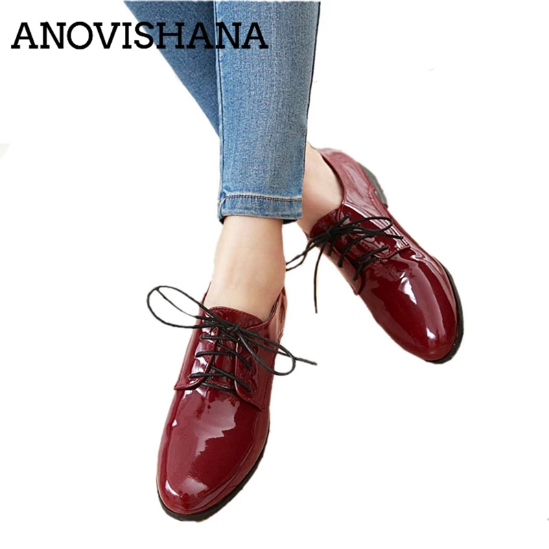 ANOVISHANA 2019 Spring/Autumn New Single Shoes Women Black Patent Leather Pointed Toe Lace-Up Ladies Dress Flats Plus Size 34-43
ANOVISHANA 2019 Spring/Autumn New Single Shoes Women Black Patent Leather Pointed Toe Lace-Up Ladies Dress Flats Plus Size 34-43