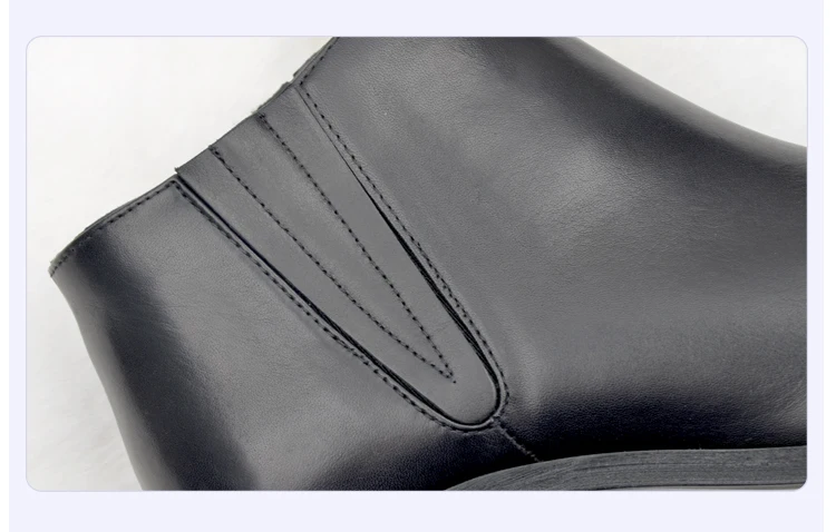 Donna-in calf leather women boots pointed toe thick heel ankle boots classic chelsea boots genuine leather ladies boots 96350-16 (6)