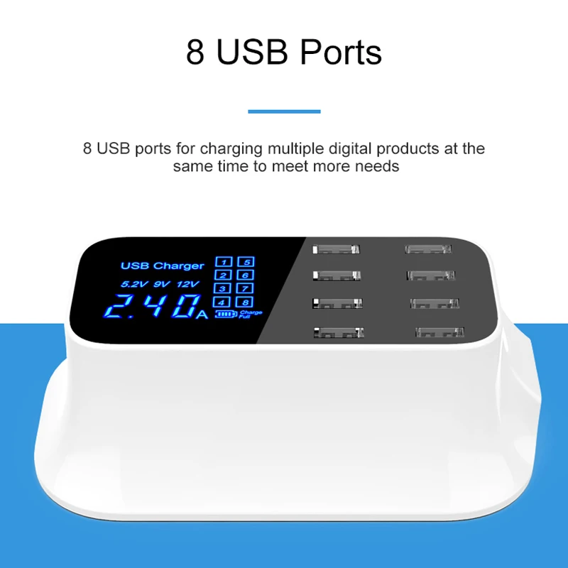 40W USB Smart Charger Power Adapter Charger Station US / EU / UK / AU / KR LED display for iphone6/7/8/X/XS XR Samsung S7/S8 J25
40W USB Smart Charger Power Adapter Charger Station US / EU / UK / AU / KR LED display for iphone6/7/8/X/XS XR Samsung S7/S8 J25