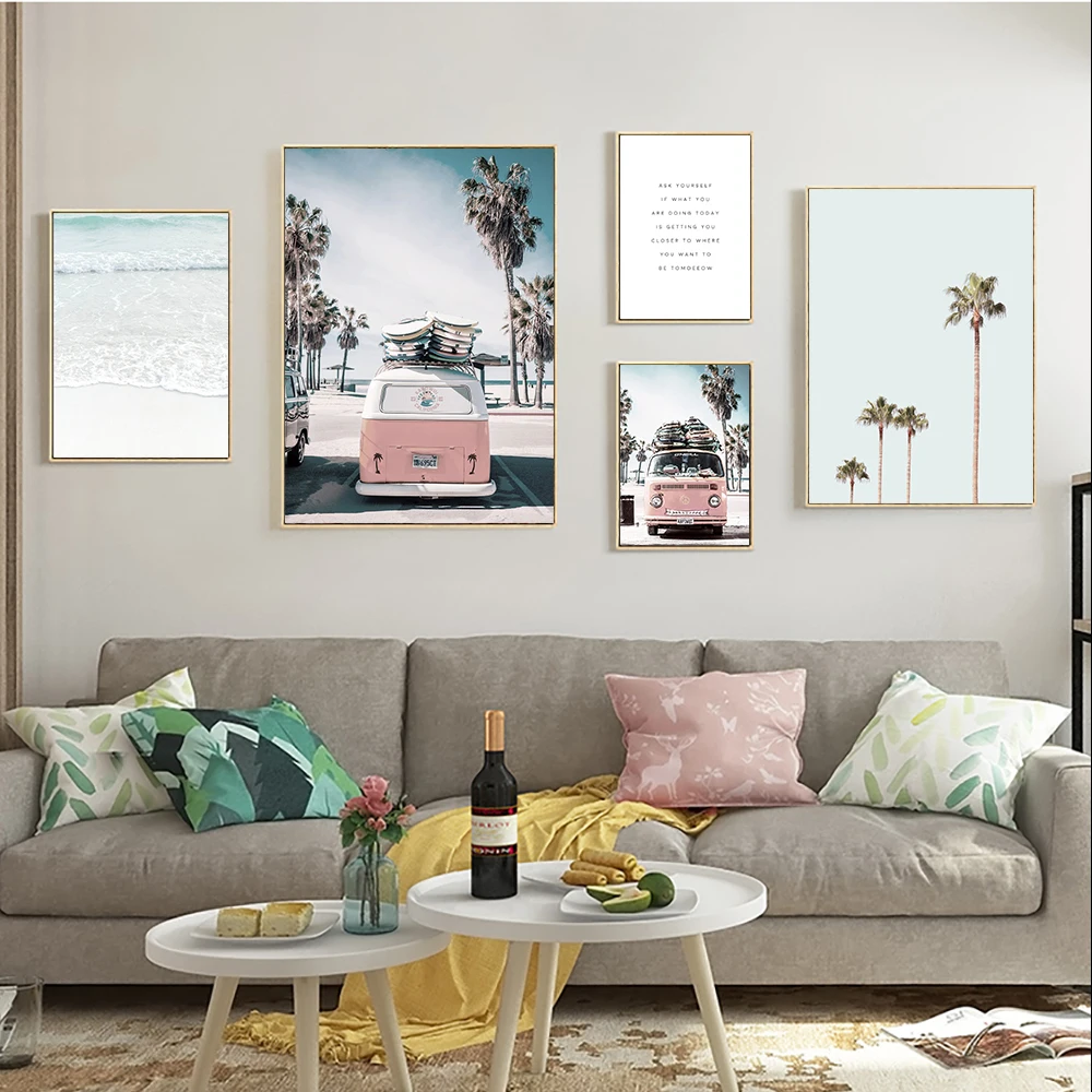 Nordic Style Beach Poster Ocean Landscape Canvas Print Pink Bus Wall Art Painting Pictures For Living Room Scandinavian Poster
Nordic Style Beach Poster Ocean Landscape Canvas Print Pink Bus Wall Art Painting Pictures For Living Room Scandinavian Poster