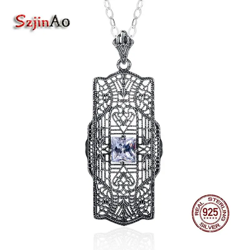 Szjinao 100% Sterling Silver 925 Long Big Pendant Necklace with Shiny Cubic Zirconia Women Genuine Silver Byzantine Jewelry Gift
Szjinao 100% Sterling Silver 925 Long Big Pendant Necklace with Shiny Cubic Zirconia Women Genuine Silver Byzantine Jewelry Gift