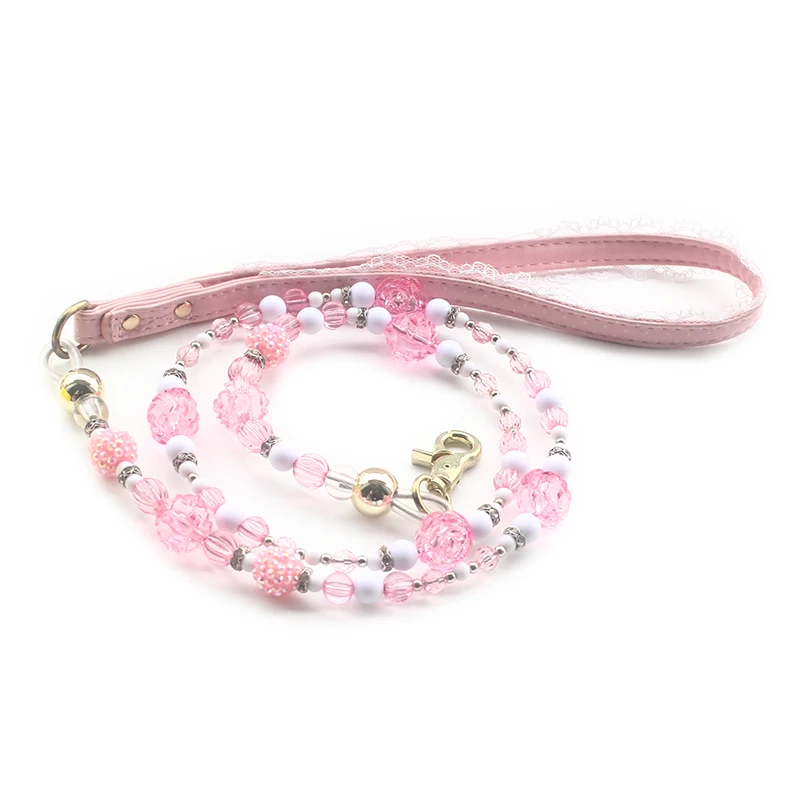 Image Armi store Fashion Plastic Bead Flowers Dog Lead Stable Dogs Cat Princess Leashes 6043020 Pet Collar Accessories Supplies