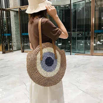 Hand-woven Round Woman's Shoulder Bag Handbag Bohemian Summer Straw Beach Bag Travel Shopping Female Tote Wicker Bags #G2
Hand-woven Round Woman's Shoulder Bag Handbag Bohemian Summer Straw Beach Bag Travel Shopping Female Tote Wicker Bags #G2